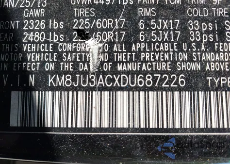 2013 Hyundai Tucson Gls z USA, uszkodzony, nr VIN KM8JU3ACXDU687226